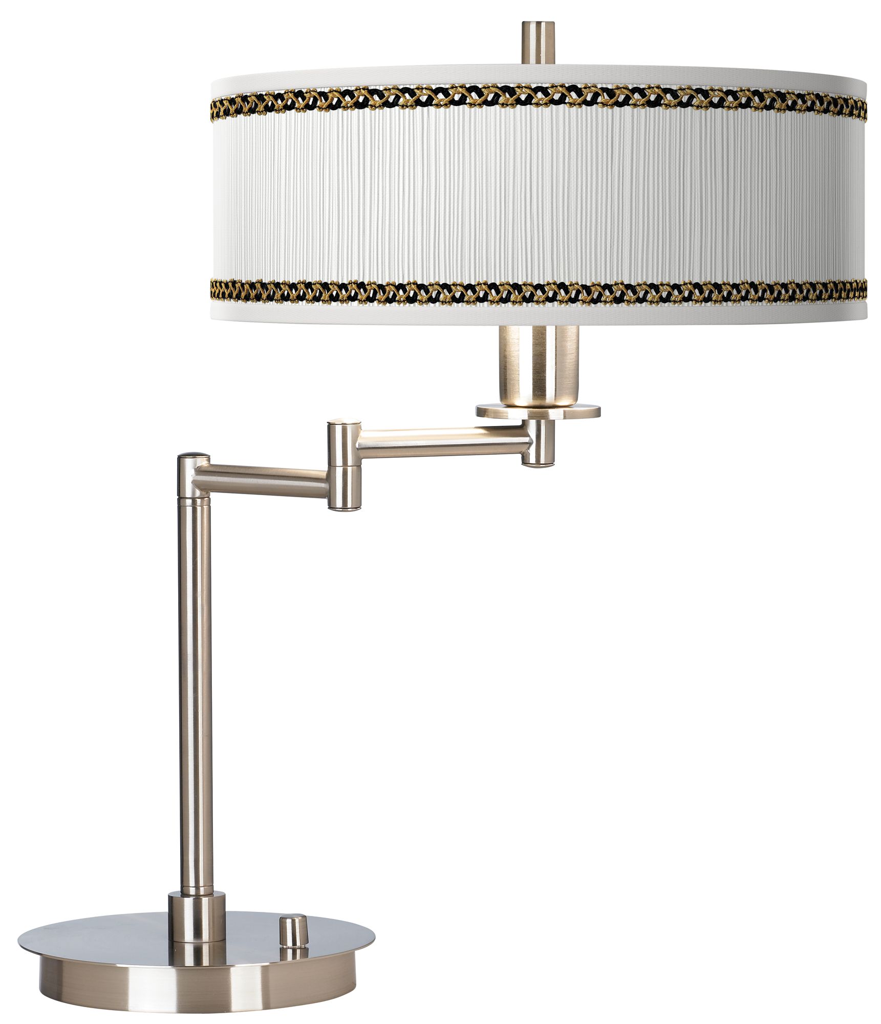 Image Faux Pleated Giclee Print Lamp Shade with CFL Swing Arm Desk Lamp
