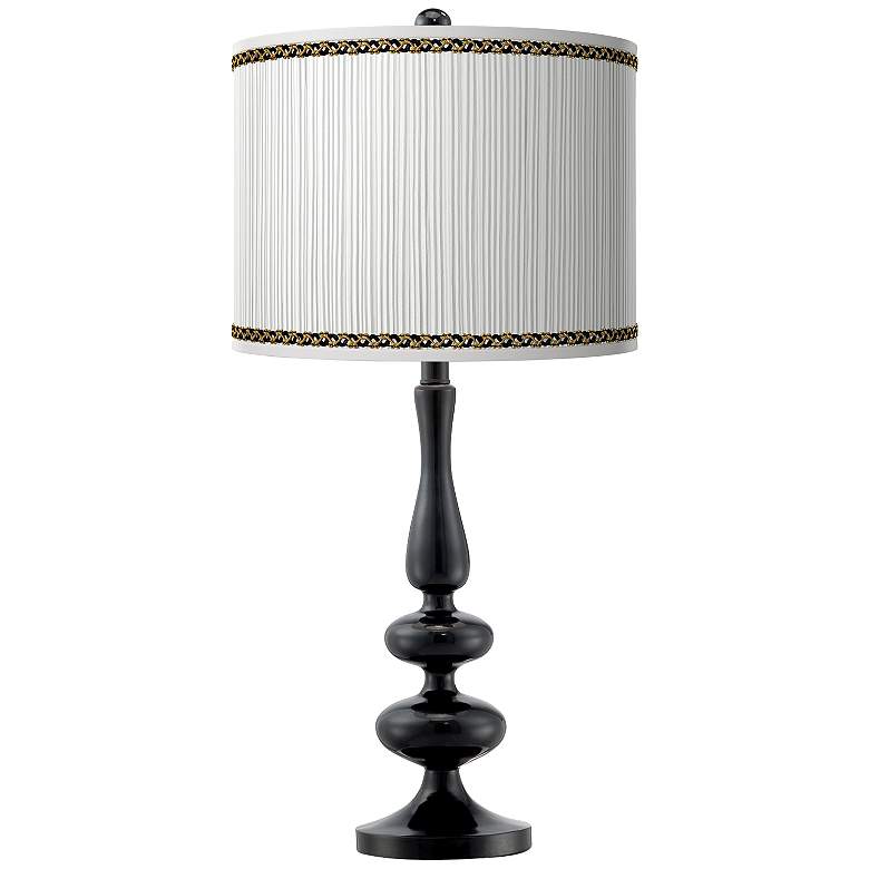 Image 1 Faux Pleated Giclee Print Lamp Shade with Paley Black Table Lamp