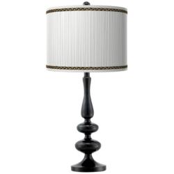 Faux Pleated Giclee Print Lamp Shade with Paley Black Table Lamp