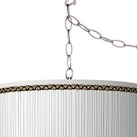 Image2 of Faux Pleated Giclee Print Lamp Shade with Plug-In Swag Pendant more views