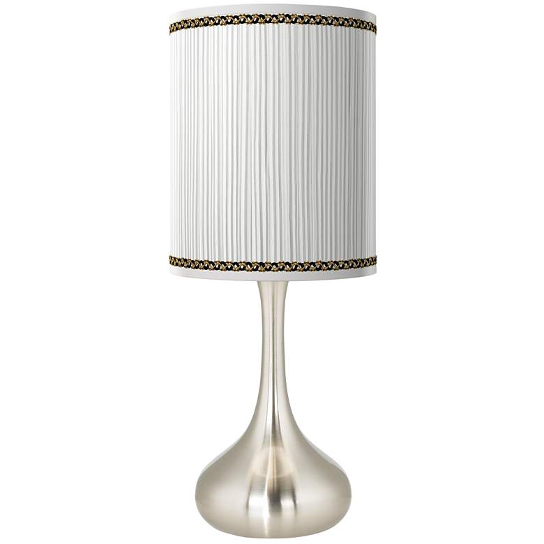 Image 1 Faux Pleated Giclee Print Lamp Shade with Silver Droplet Table Lamp