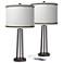 Faux Pleated Giclee Print Modern Bronze USB Table Lamps Set of 2