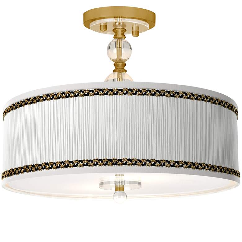 Image 1 Faux Pleated Giclee Print Shade with 16 inch Gold Ceiling Light