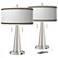 Faux Pleated Giclee Print Shades with Modern USB Table Lamps Set of 2
