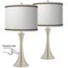 Faux Pleated Giclee Print Shades with Touch Table Lamps Set of 2