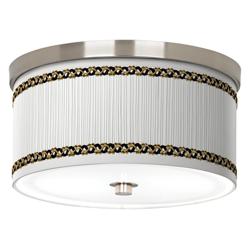 Faux Pleated Giclee Shade 10.25&quot; Nickel Energy Efficient Ceiling Light