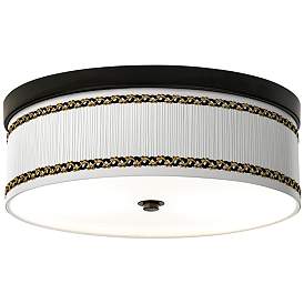 Image1 of Faux Pleated Giclee Shade 14" Energy Efficient Bronze Ceiling Light