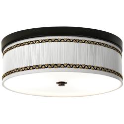 Faux Pleated Giclee Shade 14&quot; Energy Efficient Bronze Ceiling Light