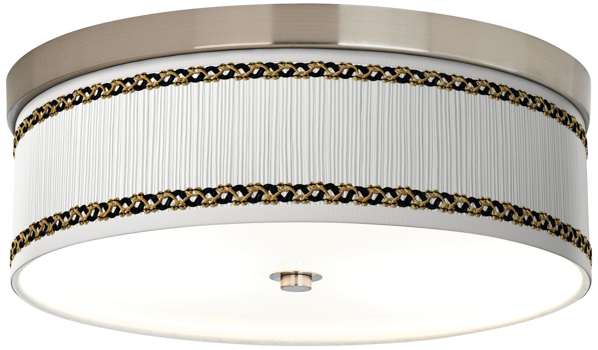 Image Faux Pleated Giclee Shade 14" Nickel Energy Efficient Ceiling Light