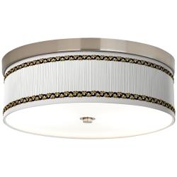 Faux Pleated Giclee Shade 14&quot; Nickel Energy Efficient Ceiling Light