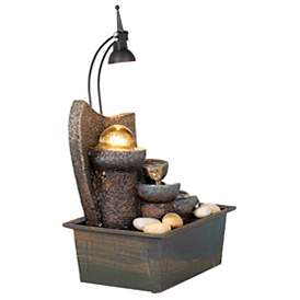 Image4 of Faux Stone 10" High LED Table Fountain with Crystal Accent more views