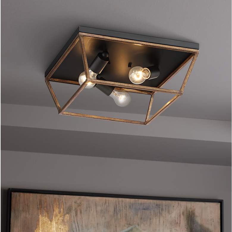 Image 1 Faven 15" Wide 3-Light Black Ceiling Light