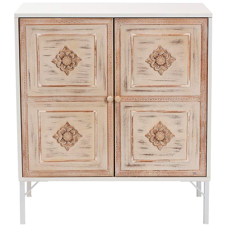 Image 7 Favian 28 1/4 inch Wide Weathered Brown White 2-Door Sideboard more views