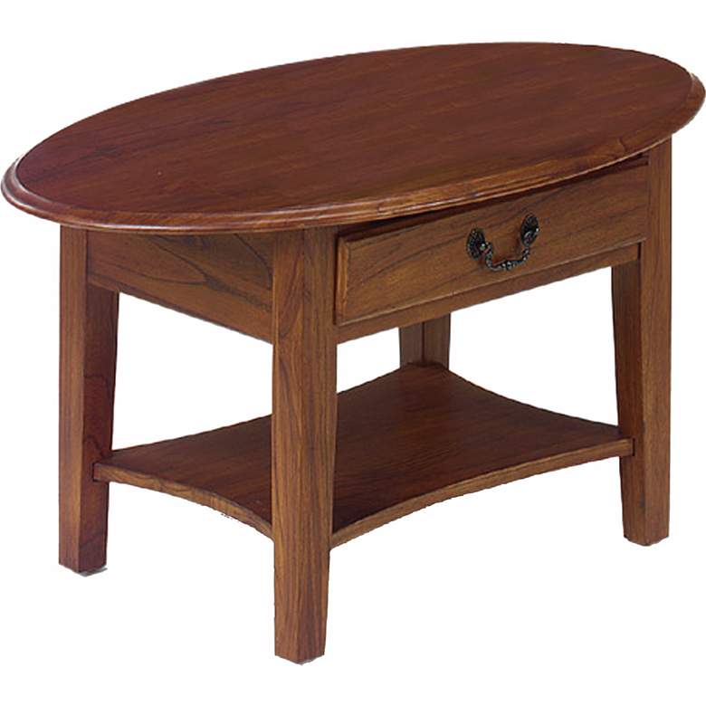 Image 1 Favorite Finds Medium Oak Finish Oval Coffee Table