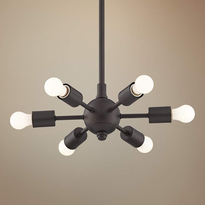 Image 1 Favreau 14 1/2 inchW Bronze 6-Light Sputnik Pendant with Bulbs