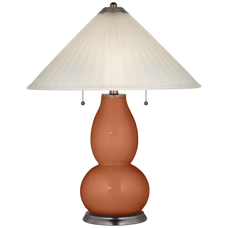 Image 1 Fawn Brown Fulton Table Lamp with Fluted Glass Shade