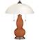 Fawn Brown Gourd-Shaped Table Lamp with Alabaster Shade
