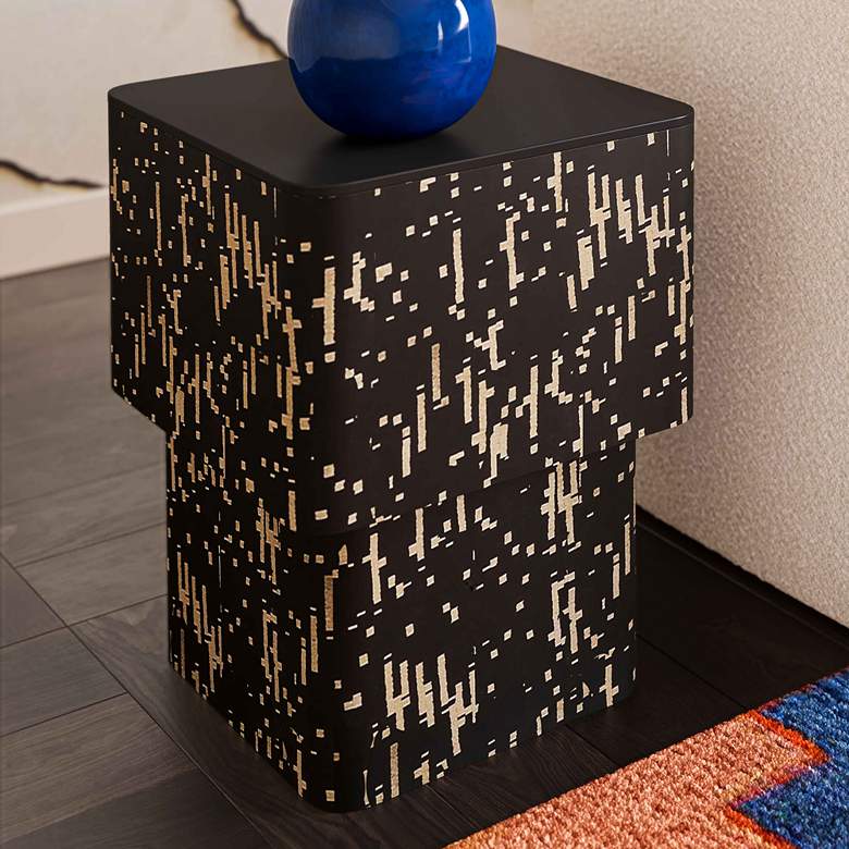 Image 1 Faye 16" Wide Square Black Side Table