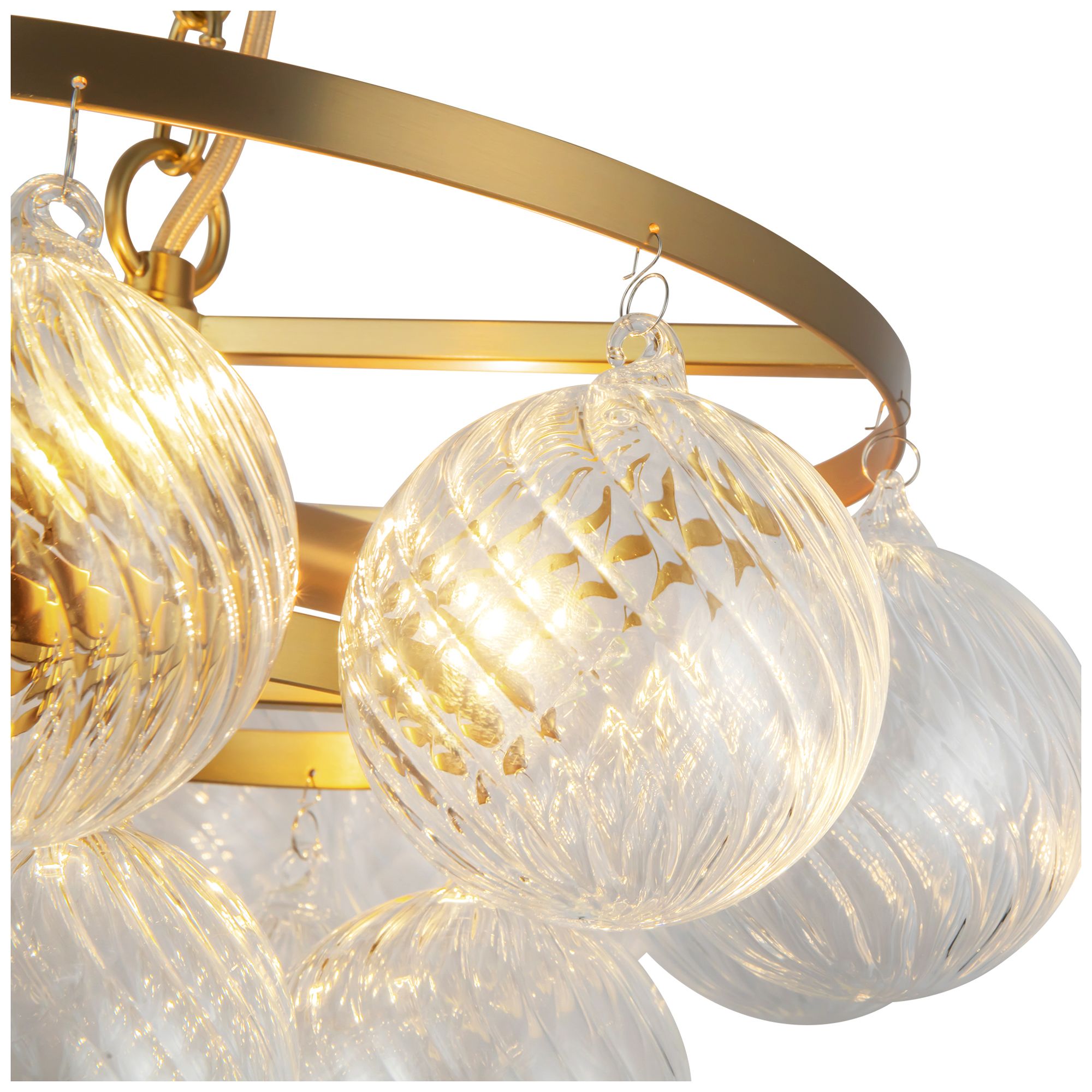 Image 4 Faye 18-in Brushed Gold Chandelier with Clear Ribbed Glass more views
