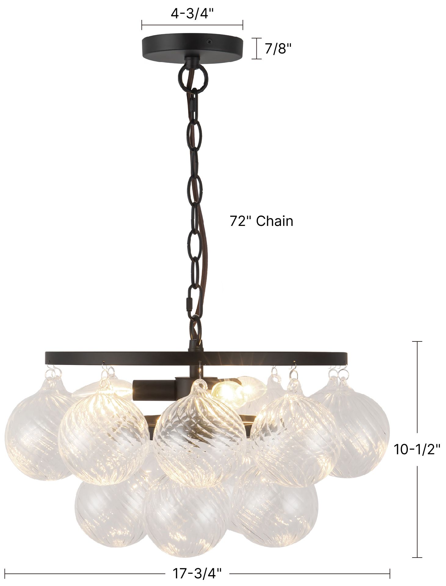 Image 7 Faye 18-in Brushed Gold Chandelier with Clear Ribbed Glass more views