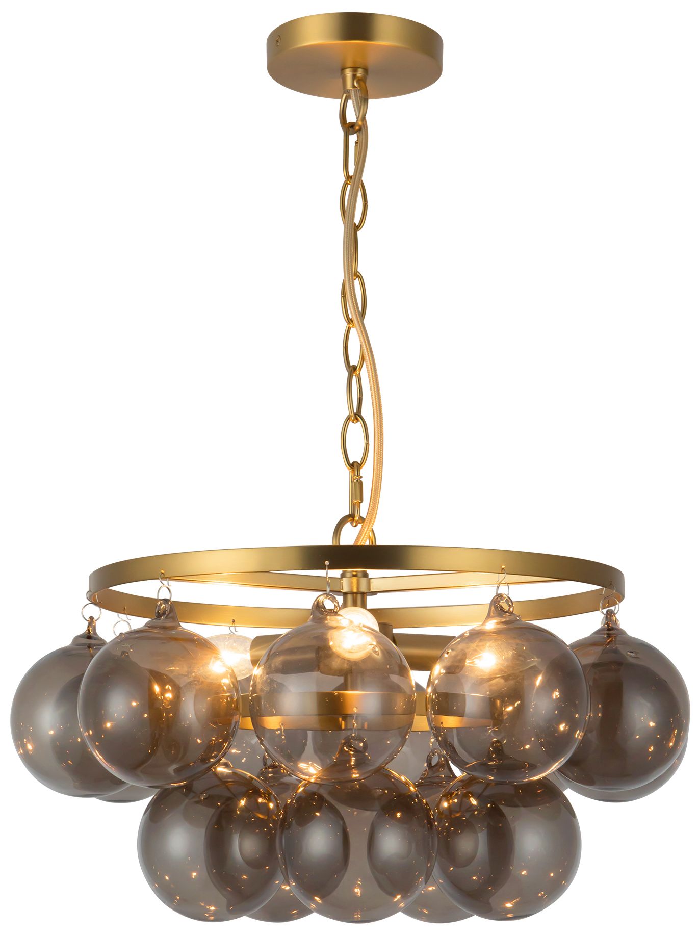 Image 3 Faye 18-in Brushed Gold Chandelier with Smoked Glass more views