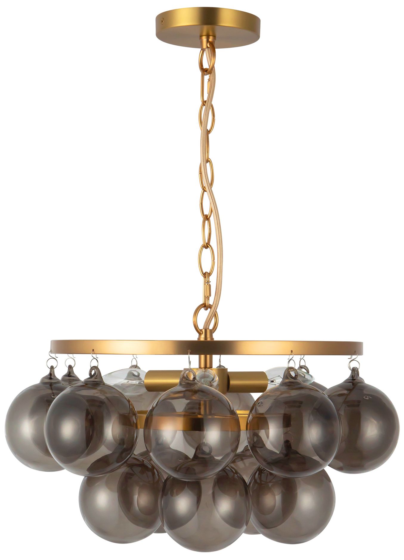 Image 6 Faye 18-in Brushed Gold Chandelier with Smoked Glass more views