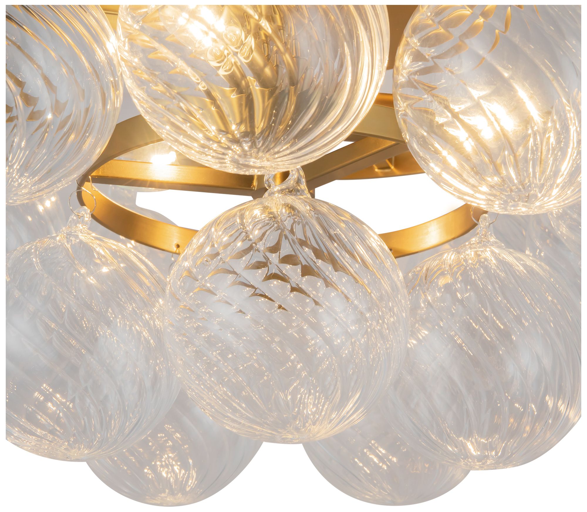 Image 4 Faye 18-in Brushed Gold Semi-Flush Mount with Clear Ribbed Glass more views