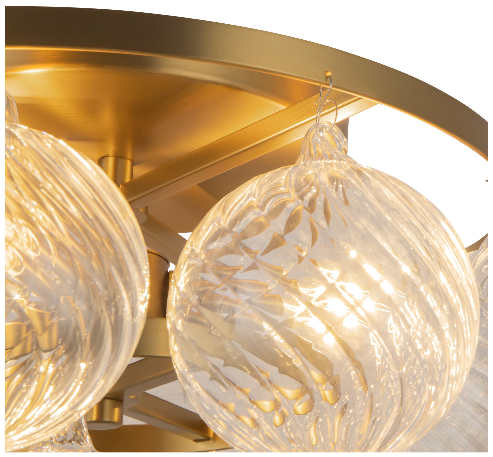 Image 5 Faye 18-in Brushed Gold Semi-Flush Mount with Clear Ribbed Glass more views