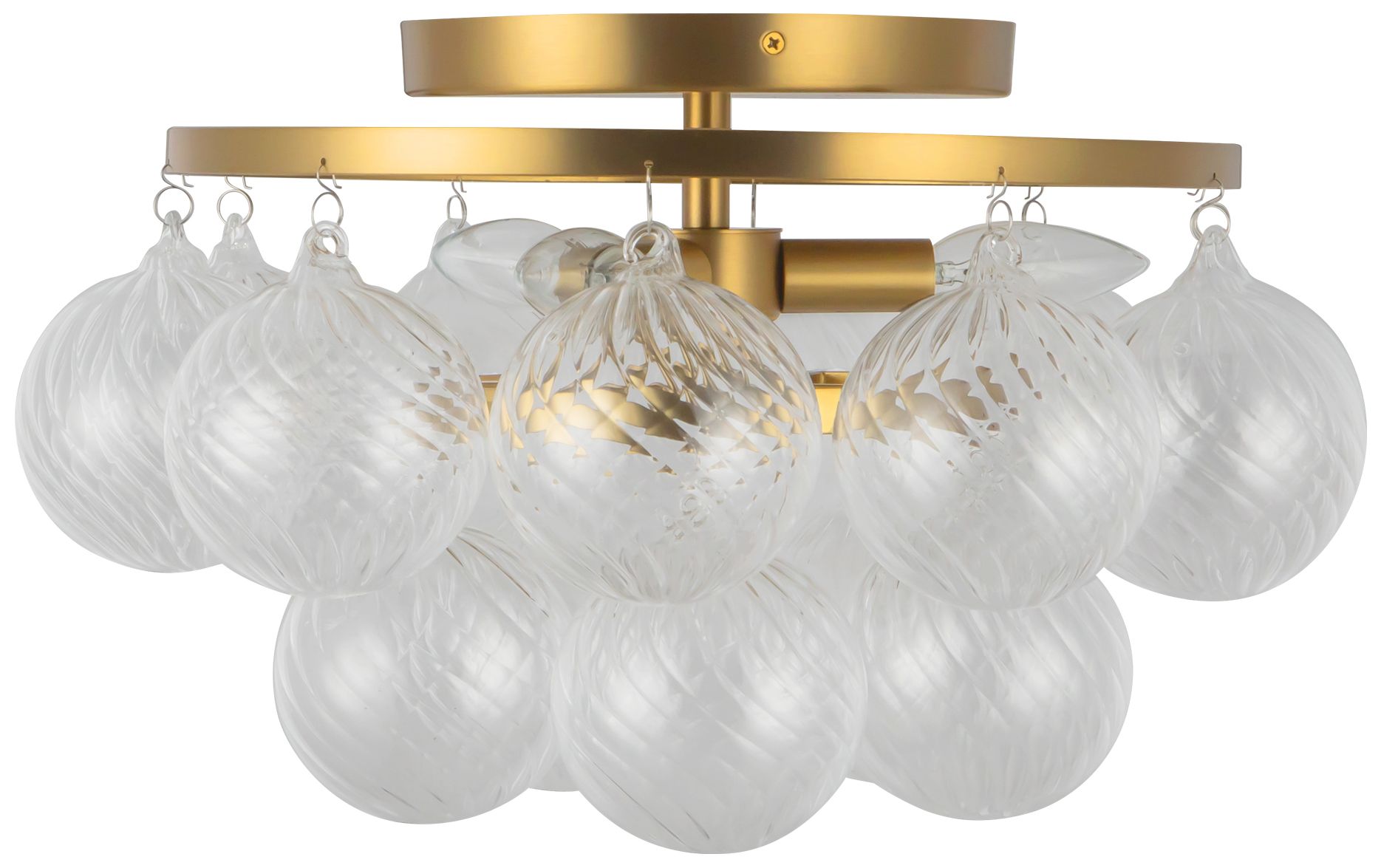 Image 6 Faye 18-in Brushed Gold Semi-Flush Mount with Clear Ribbed Glass more views
