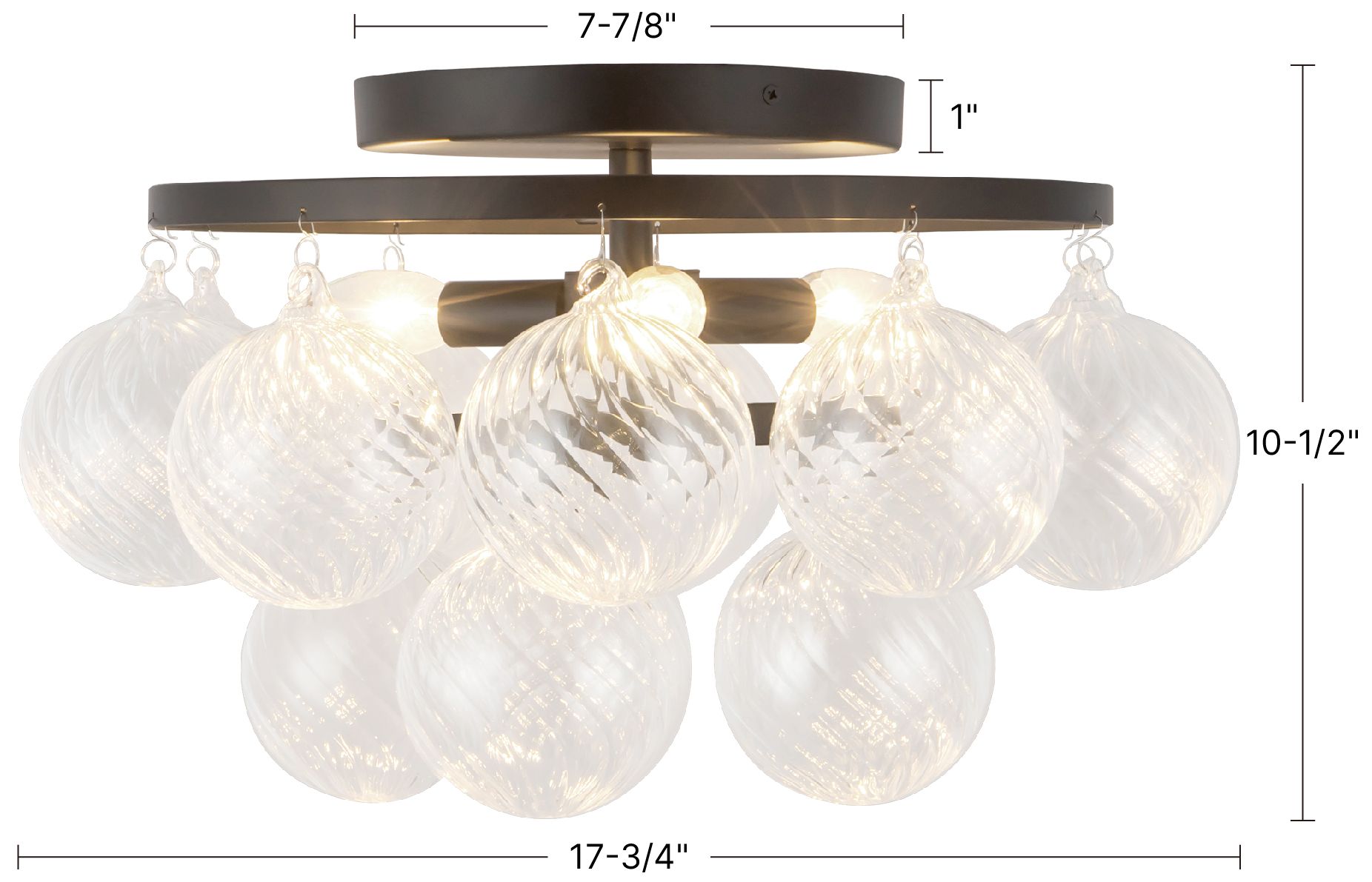 Image 7 Faye 18-in Brushed Gold Semi-Flush Mount with Clear Ribbed Glass more views