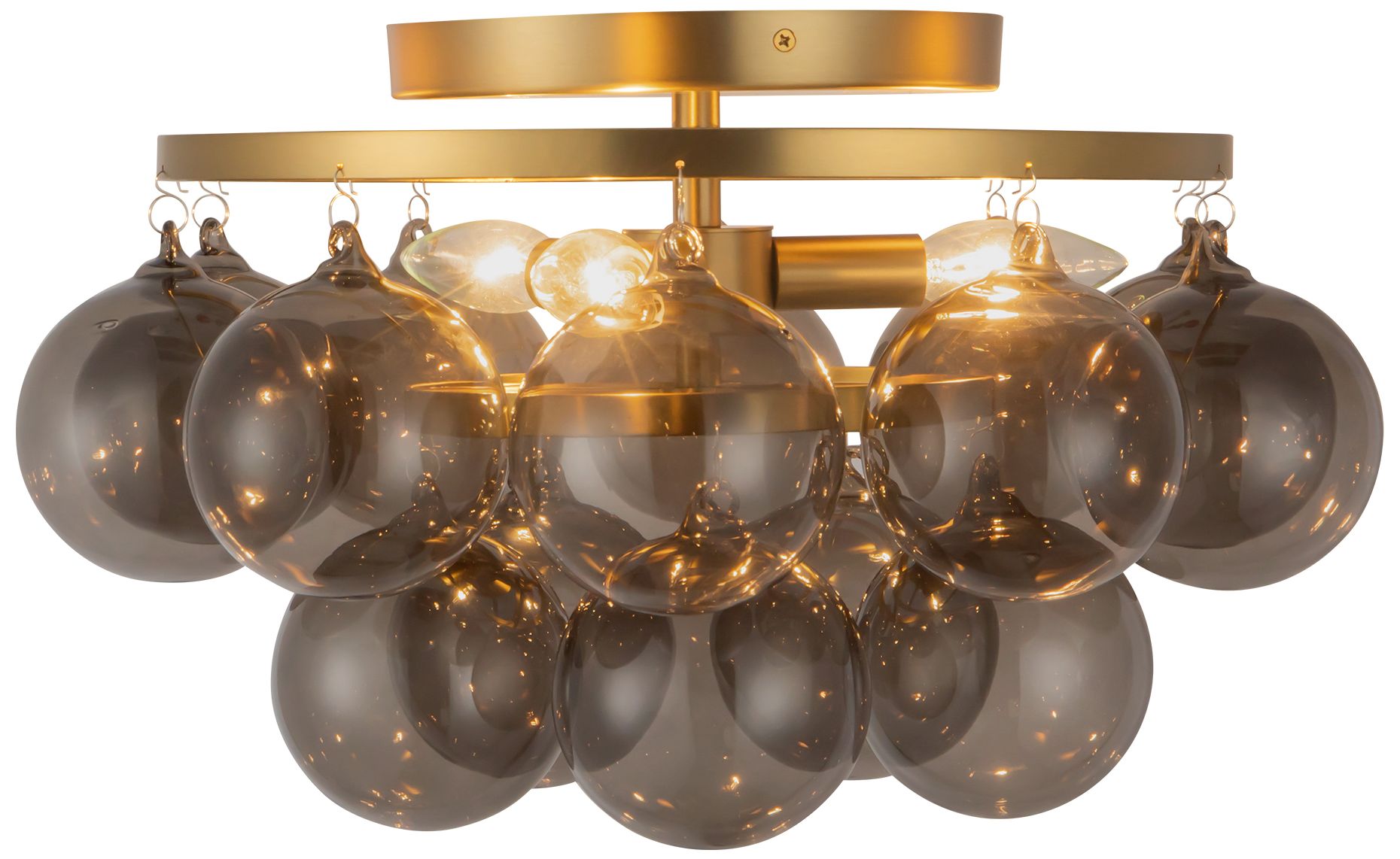 Faye 18-in Brushed Gold Semi-Flush Mount with Smoked Glass