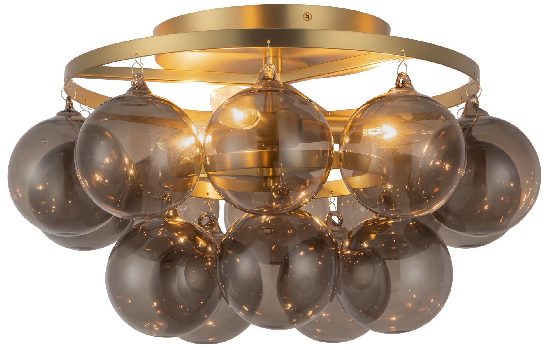 Thumbnail3 of Faye 18-in Brushed Gold Semi-Flush Mount with Smoked Glass more views