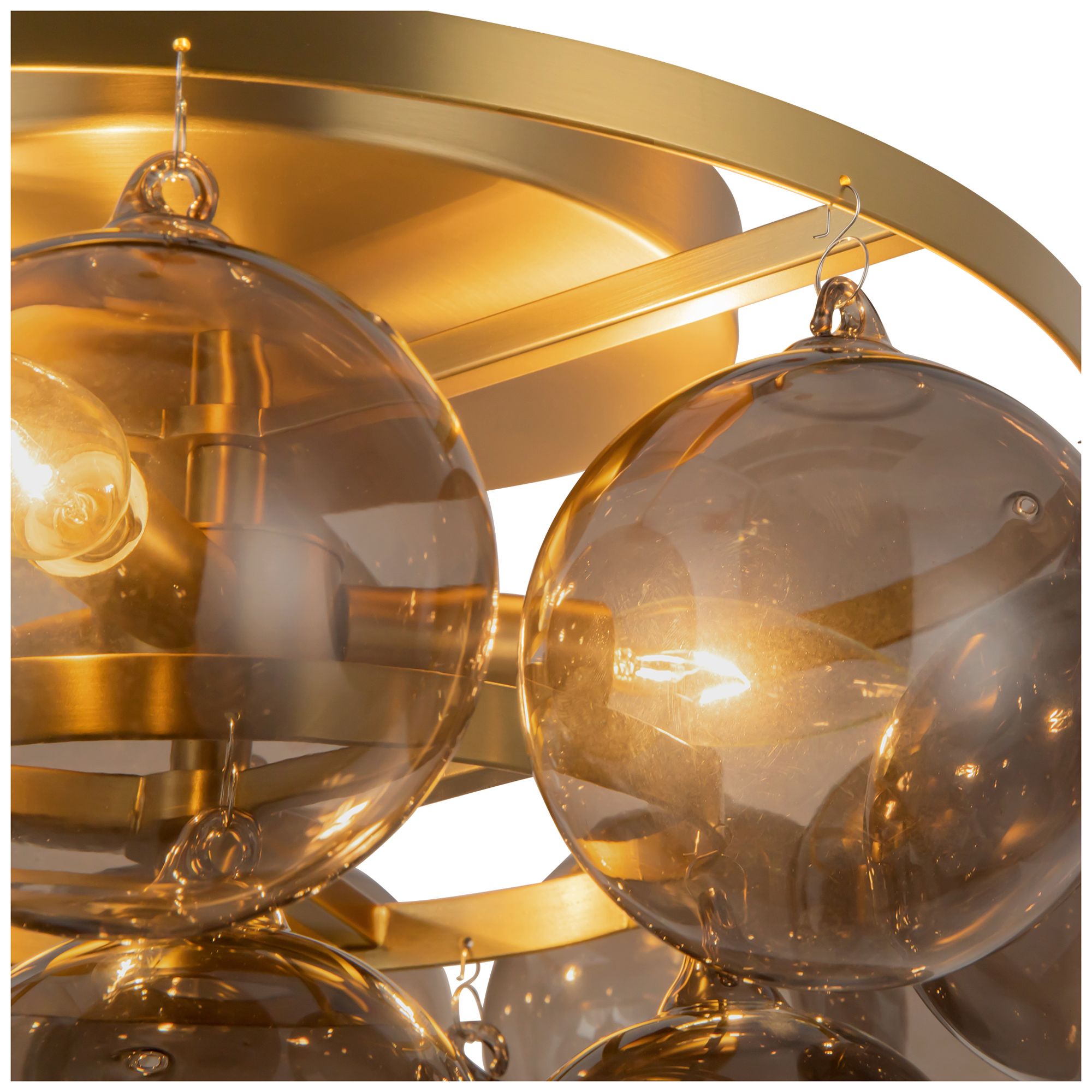 Faye 18-in Brushed Gold Semi-Flush Mount with Smoked Glass