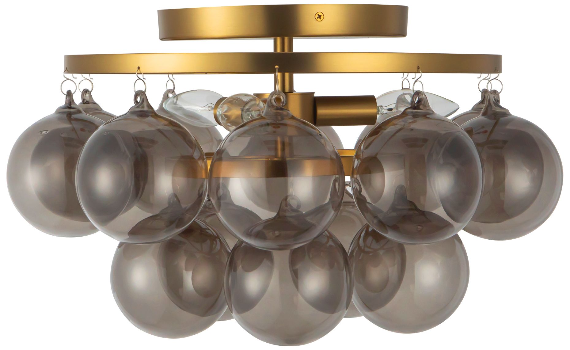 Faye 18-in Brushed Gold Semi-Flush Mount with Smoked Glass