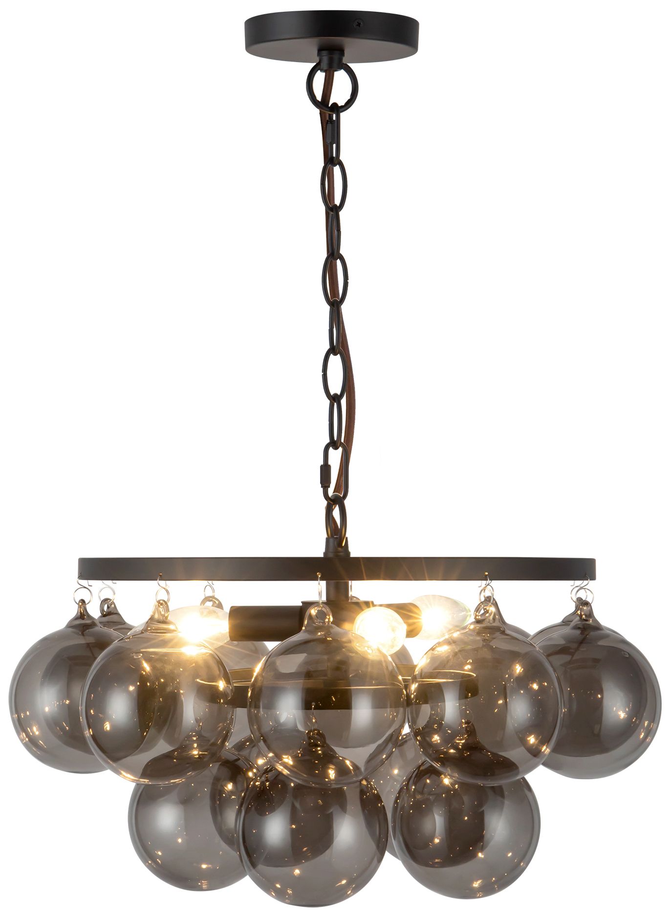 Faye 18-in Matte Black Chandelier with Smoked Glass