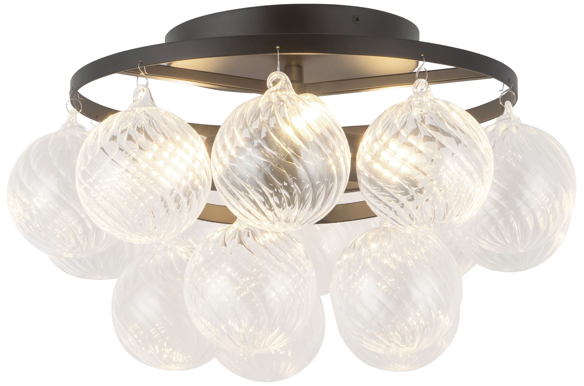 Image 3 Faye 18-in Matte Black Semi-Flush Mount with Clear Ribbed Glass more views