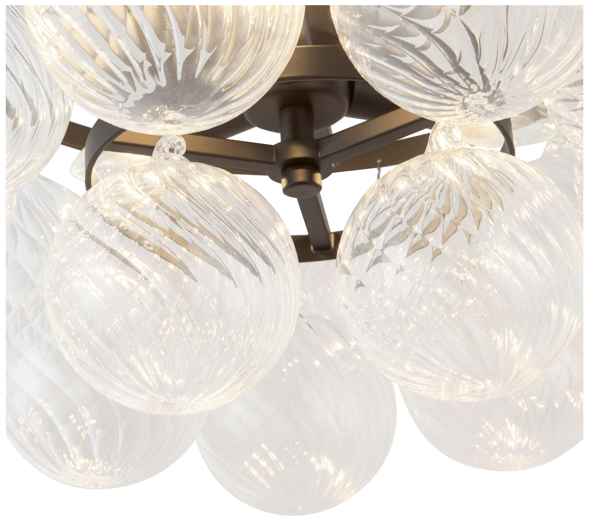 Image 4 Faye 18-in Matte Black Semi-Flush Mount with Clear Ribbed Glass more views