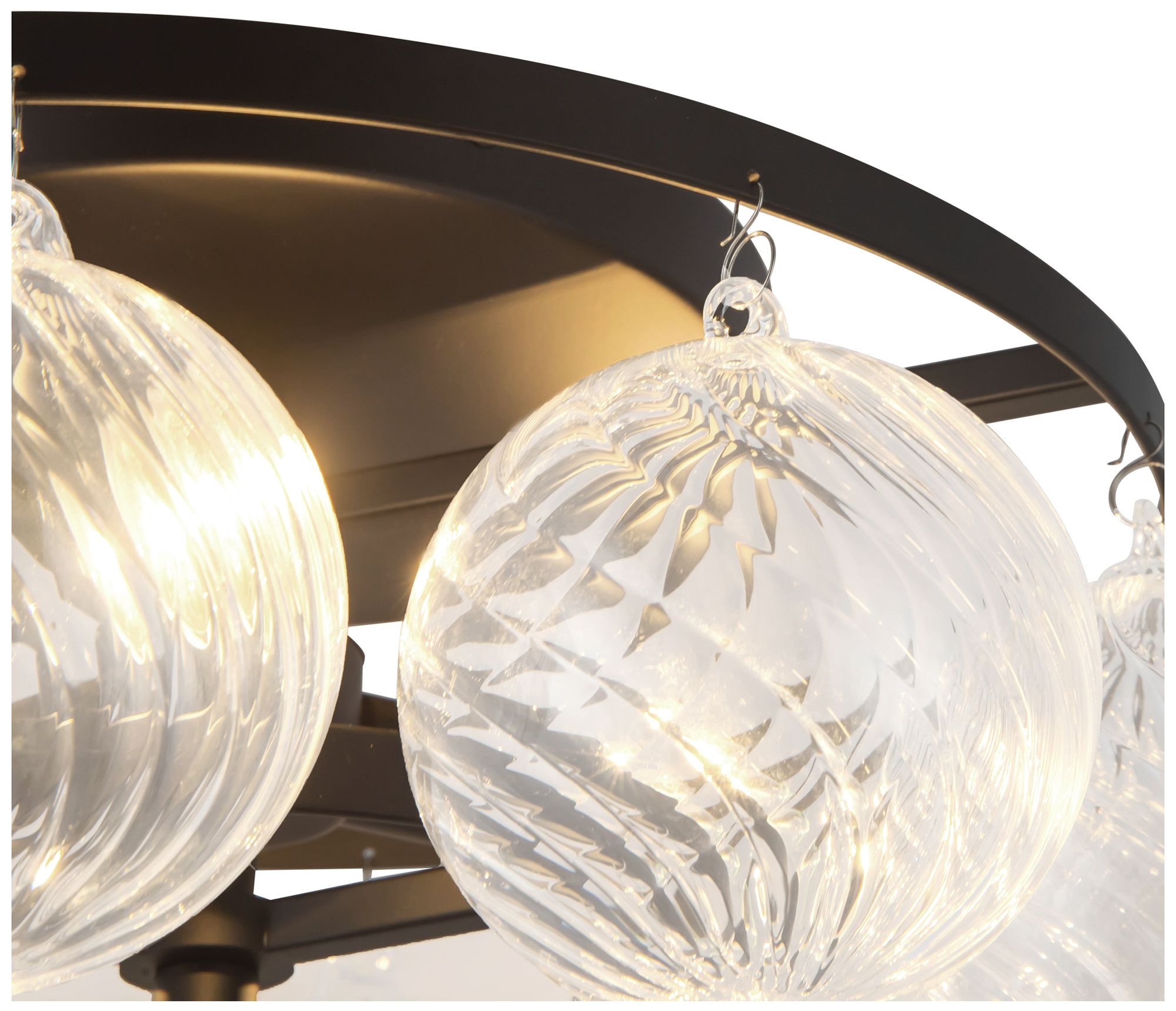 Image 5 Faye 18-in Matte Black Semi-Flush Mount with Clear Ribbed Glass more views