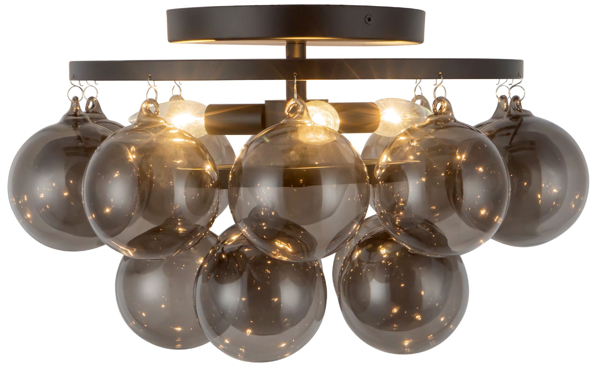 Faye 18-in Matte Black Semi-Flush Mount with Smoked Glass