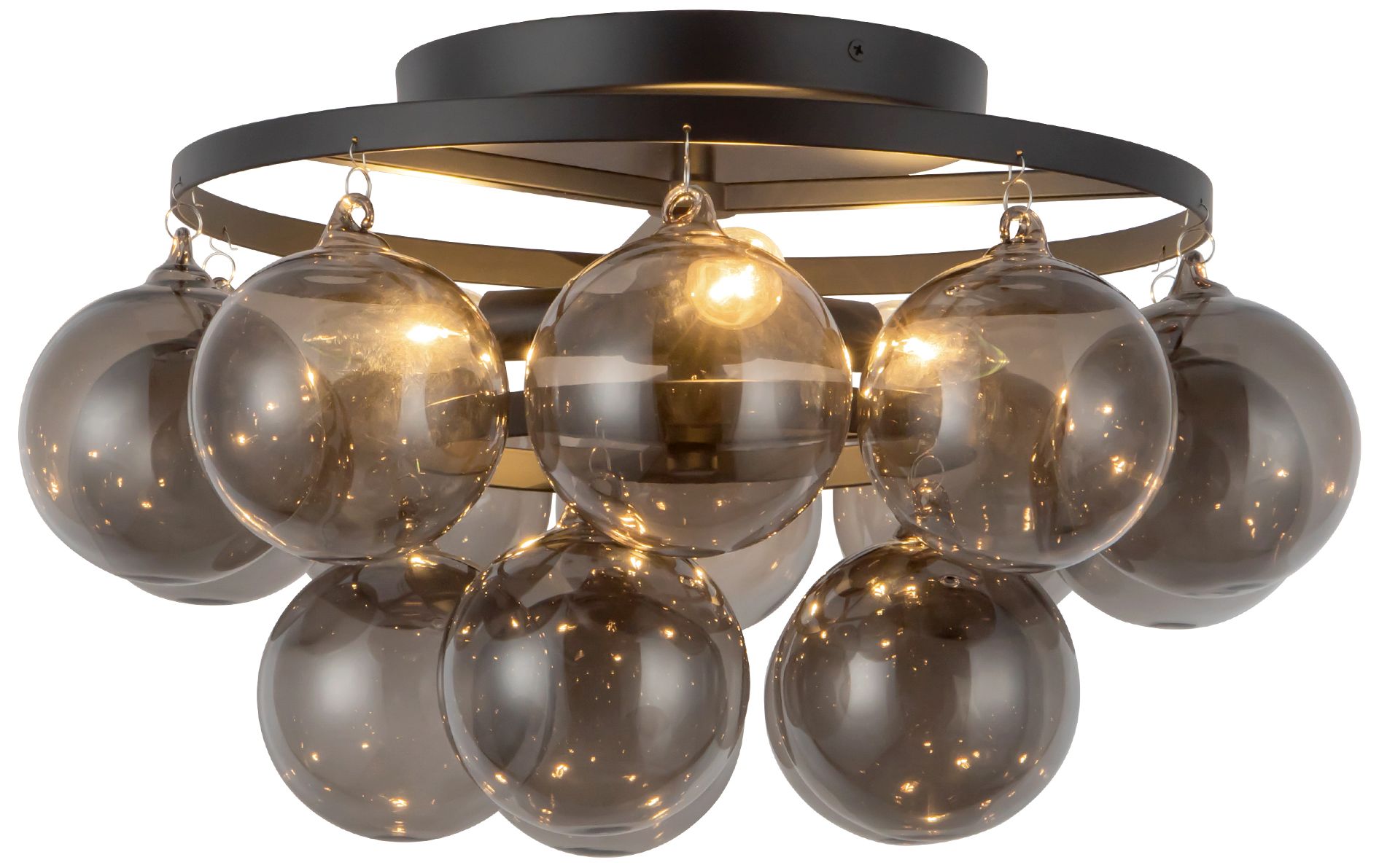 Image 3 Faye 18-in Matte Black Semi-Flush Mount with Smoked Glass more views