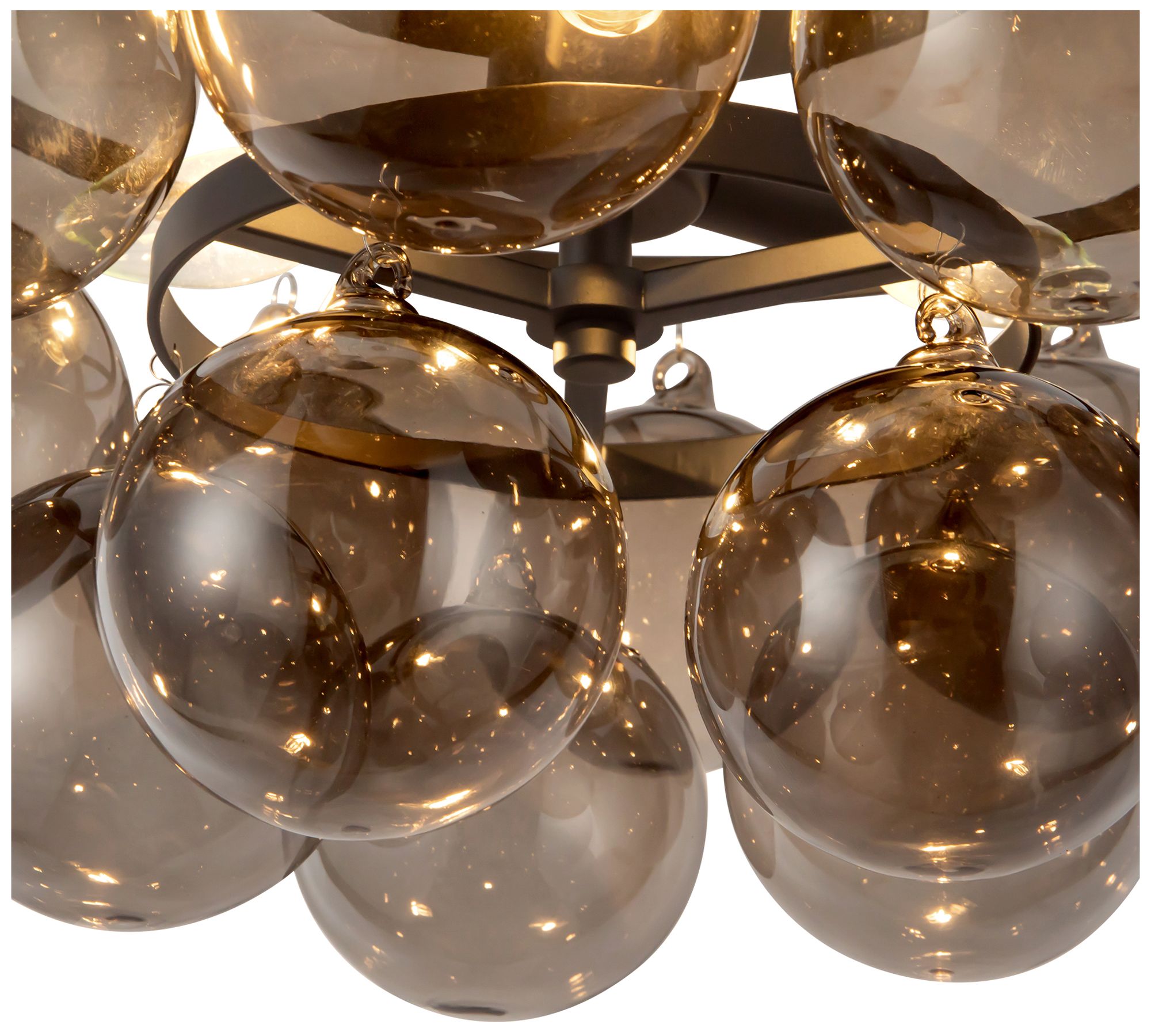 Image 4 Faye 18-in Matte Black Semi-Flush Mount with Smoked Glass more views