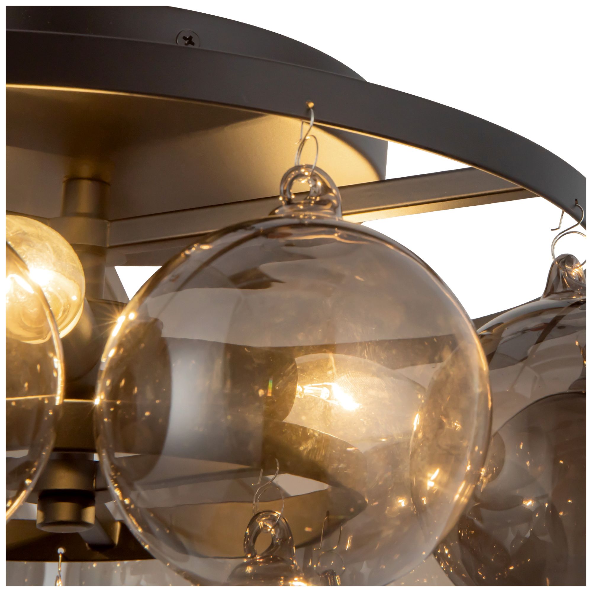 Image 5 Faye 18-in Matte Black Semi-Flush Mount with Smoked Glass more views