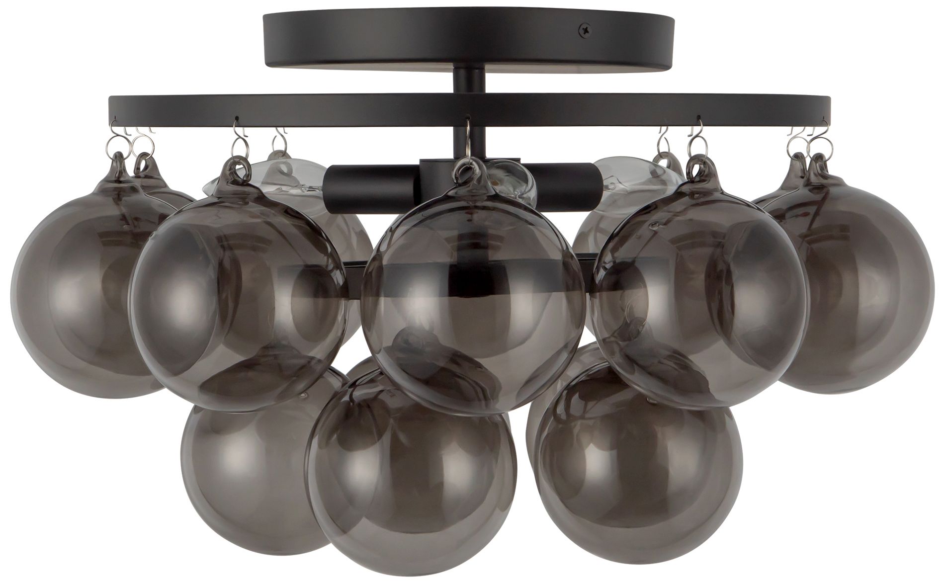 Image 6 Faye 18-in Matte Black Semi-Flush Mount with Smoked Glass more views