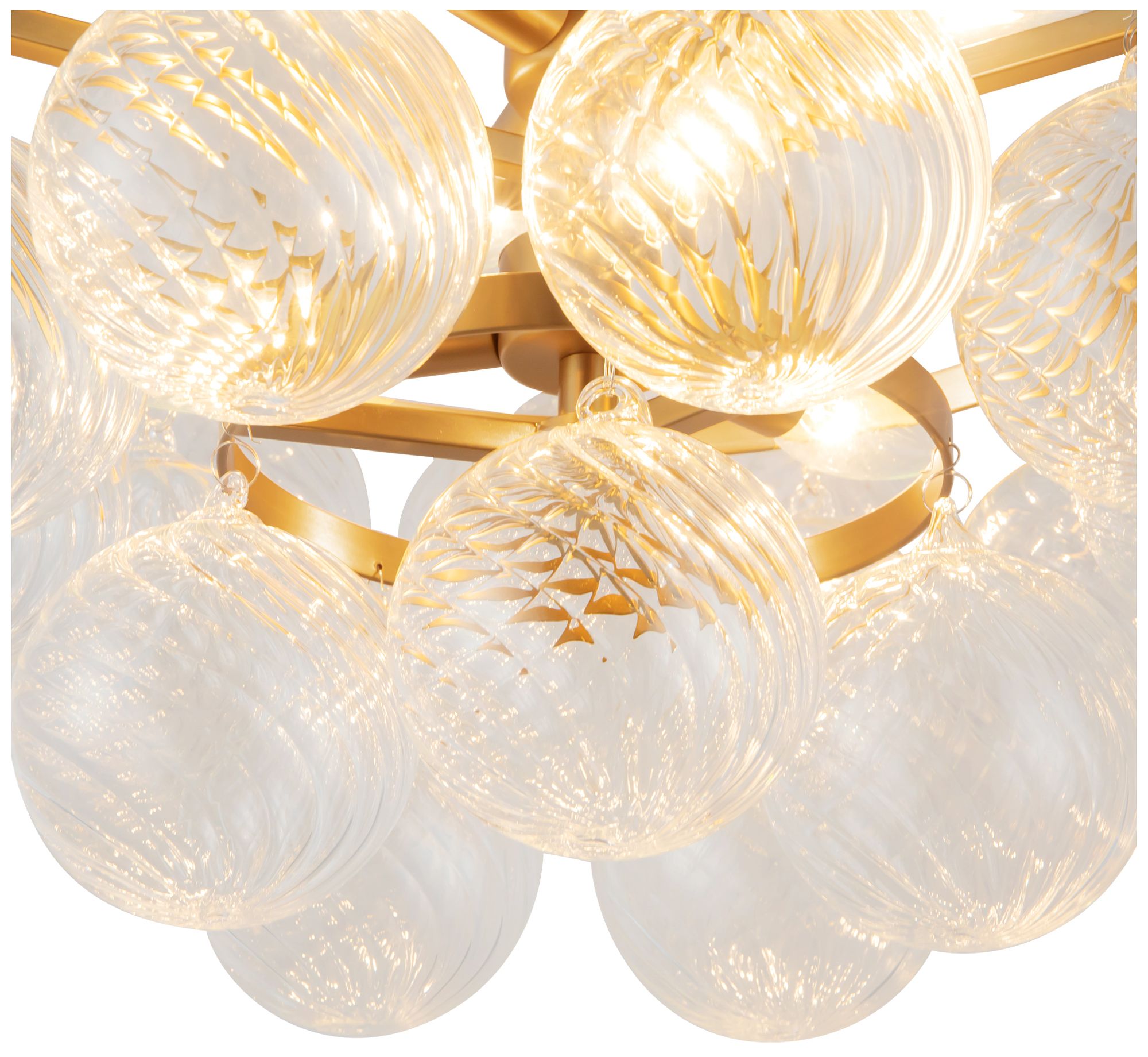 Image 4 Faye 24-in Brushed Gold Chandelier with Clear Ribbed Glass more views