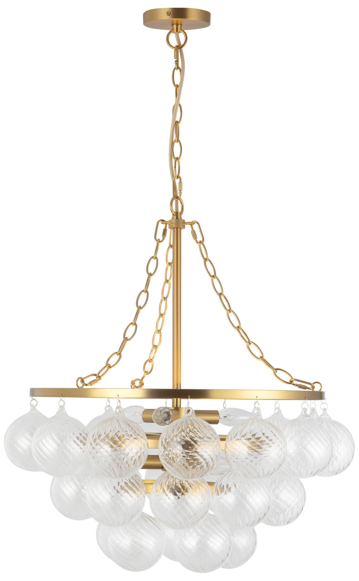 Image 6 Faye 24-in Brushed Gold Chandelier with Clear Ribbed Glass more views