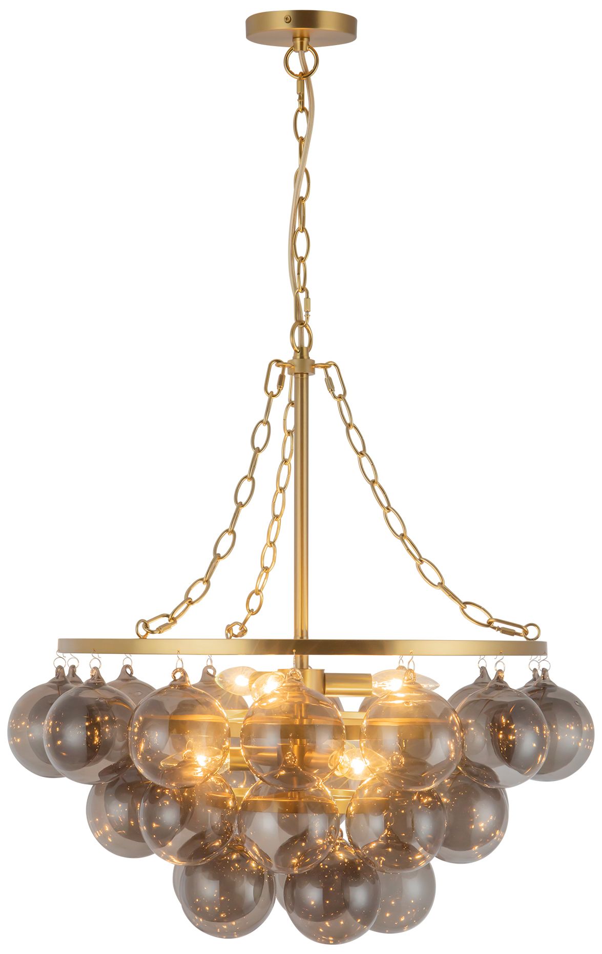 Faye 24-in Brushed Gold Chandelier with Smoked Glass