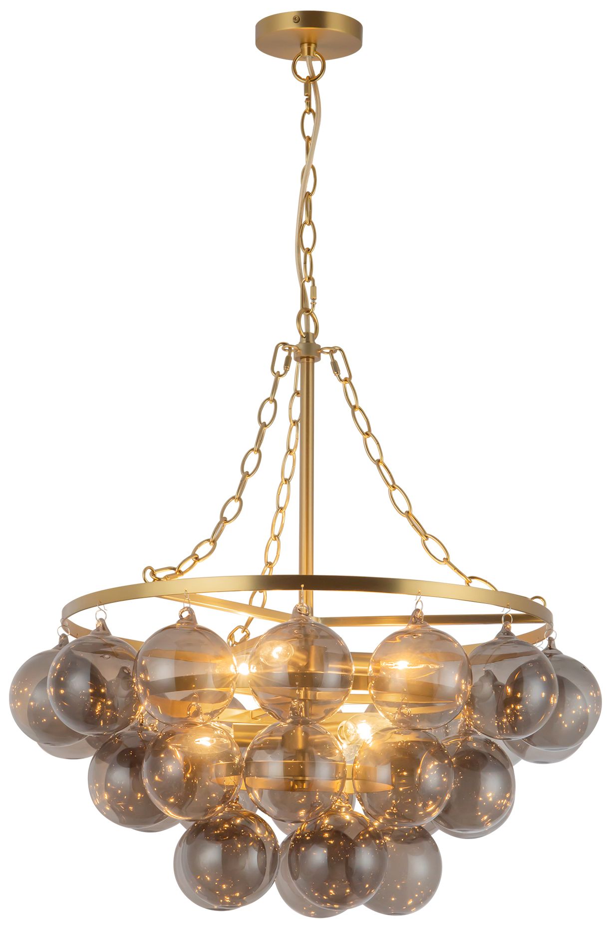 Image 3 Faye 24-in Brushed Gold Chandelier with Smoked Glass more views