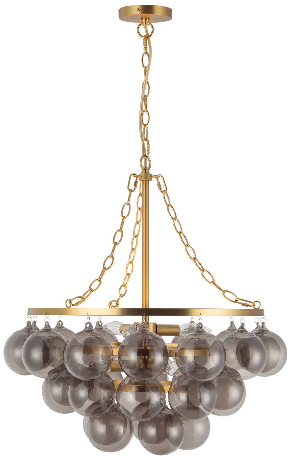 Image 6 Faye 24-in Brushed Gold Chandelier with Smoked Glass more views