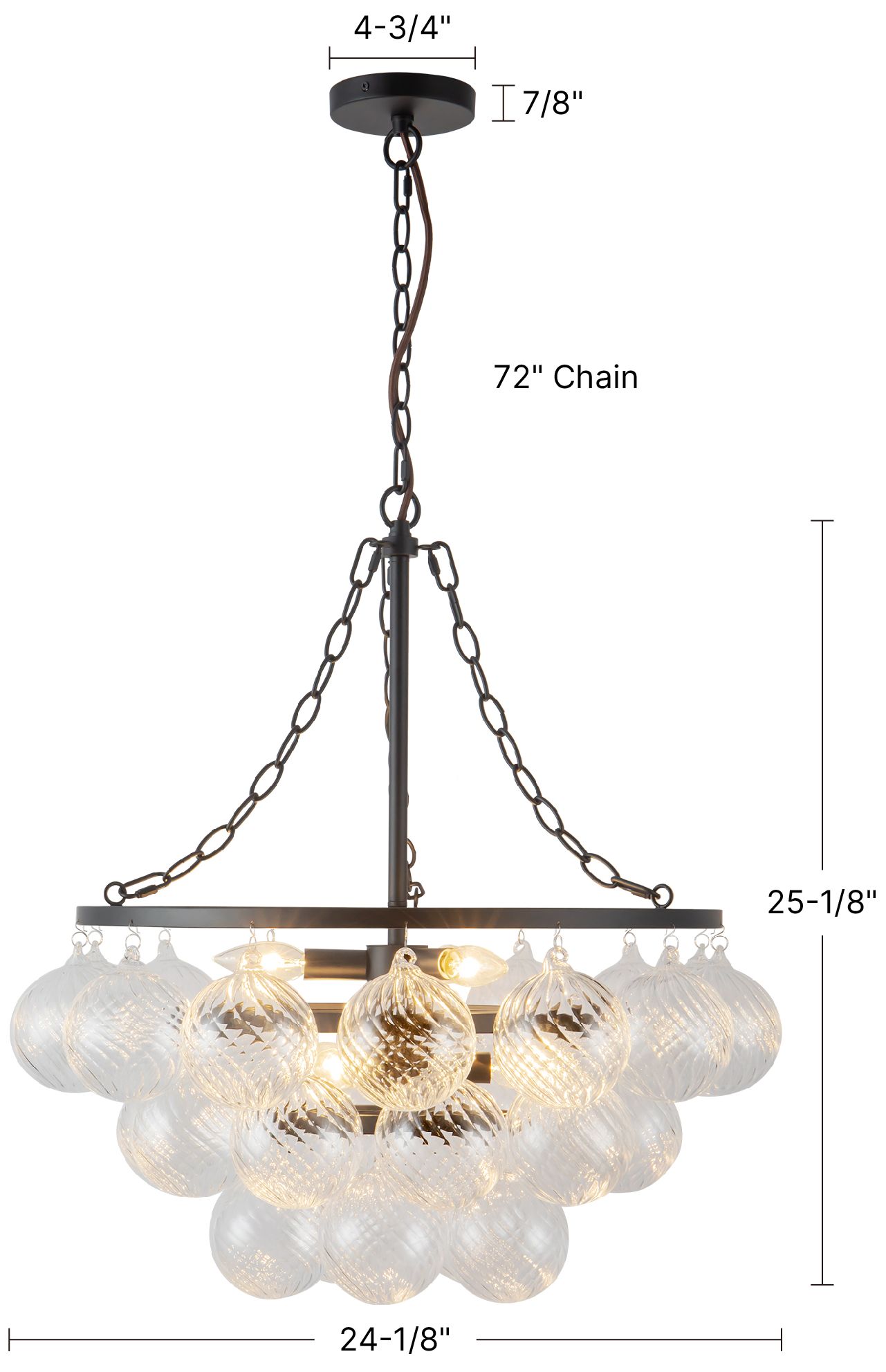 Faye 24-in Brushed Gold Chandelier with Smoked Glass