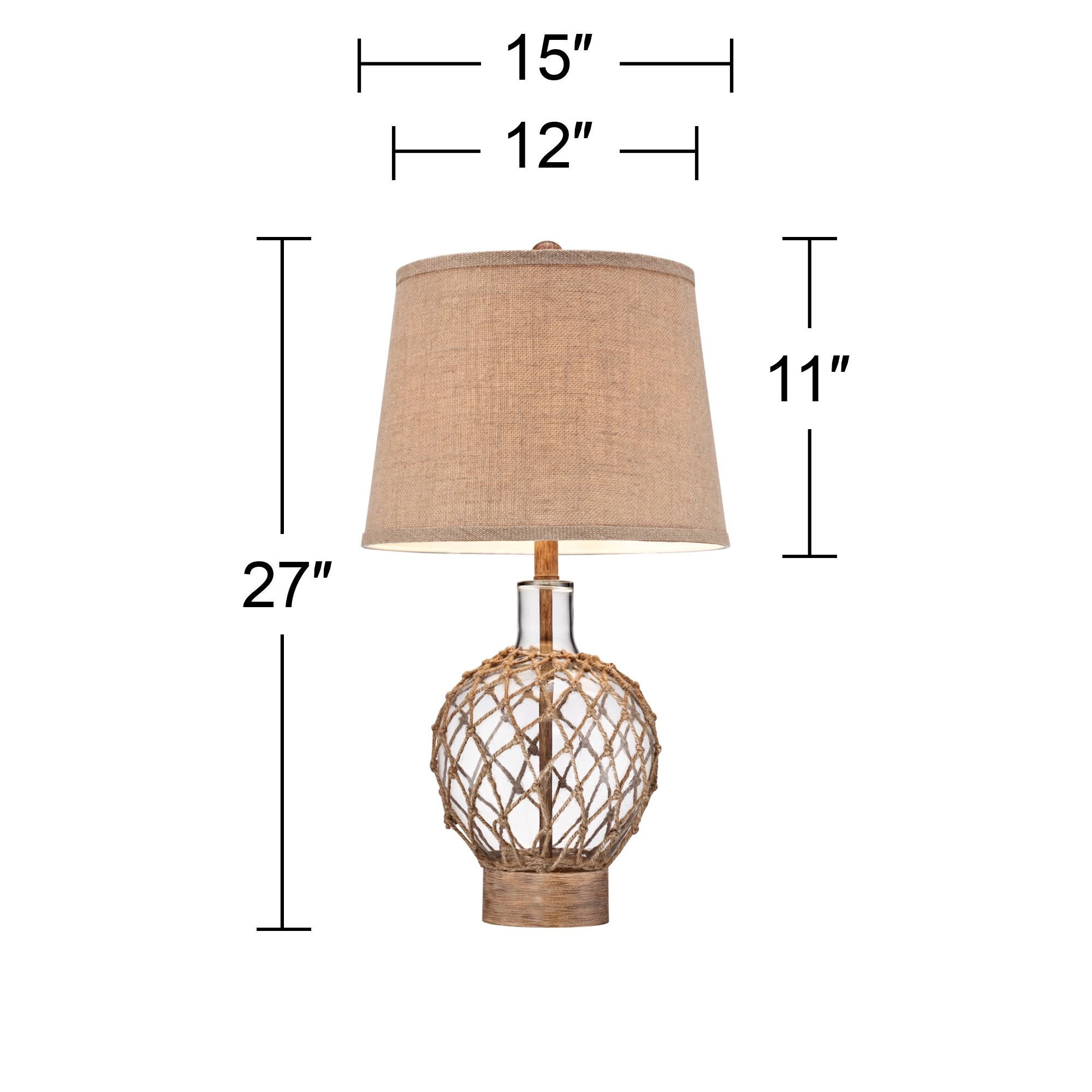 Faye 27" High Natural Rope and Clear Glass Coastal Jug Table Lamp in scene